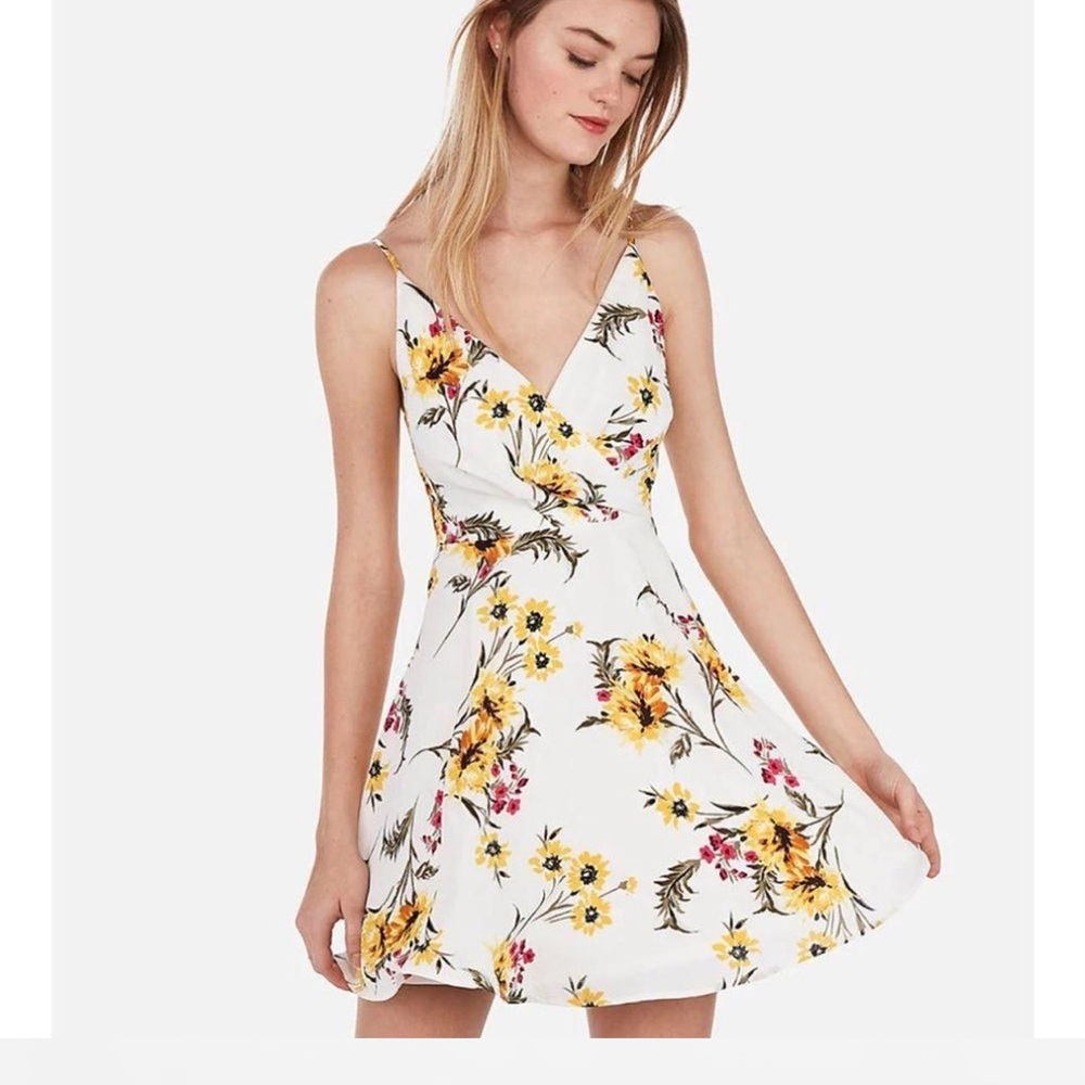 Express white yellow floral dress